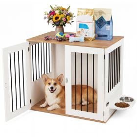 31.5' Dog Crate Furniture Wooden Dog Kennel with Double Lock Doors