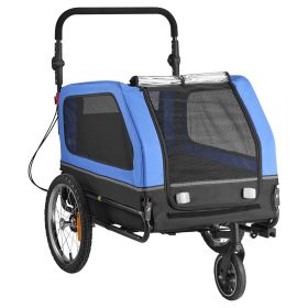 Dog Bike Trailer, Supports up to 88 lbs, 2-in-1 Pet Stroller Cart Bicycle Carrier for Small & Large Dogs, Easy Folding Frame with Quick Release W