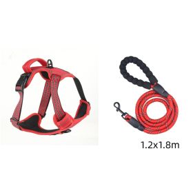 Dog Harness No Pull Breathable Reflective Pet Harness Vest (Option: Red set-XL)