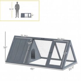 Wooden Guinea Pig Hutch With Run And Doors, Outdoor Triangle Bunny House For Rabbits,Duck And Chicken (Option: Grey)