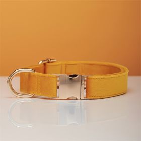 Multiple Colour Velvet Personalise Dog Collar Leash Set With Bow (Option: Yellow-S)