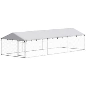 20 x 7.5 x 5 Dog Kennel Outdoor for Large Dogs with Waterproof Roof, Silver (Option: Silver-1860x415x160 mm)