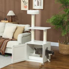 Wooden Cat House Cat Trees Cat Climbing Tower (Option: White)
