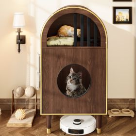 Cat Litter Box Enclosure , 2-in-1 Condo Cat Bed, Cat Shelter Furniture With Two-Level Cozy Haven For 2 Cats, Cute Kitty Condo For Sleeping, Luxur (Option: MDF)