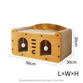 Multi-Style Double-Layer Cat Scratcher House, 2-Tier Large Cat Villa Bed With Corrugated Cardboard, Interactive Hanging Balls & Ergonomic Neck Su (Option: MD DOOR1)