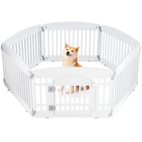 Dog Playpen Safe & Secure Indoor/Outdoor Pet Fence | Folding & Portable | Ideal for Small to Medium Dogs | Easy to Clean (Color: White/6-Panel)
