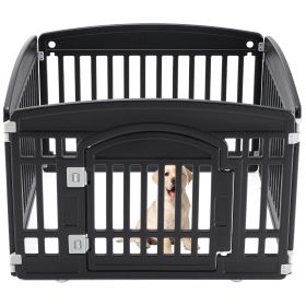 Dog Playpen Safe & Secure Indoor/Outdoor Pet Fence | Folding & Portable | Ideal for Small to Medium Dogs | Easy to Clean (Color: black/4-Panel)