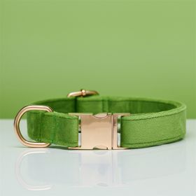 Multiple Colour Velvet Personalise Dog Collar Leash Set With Bow (Option: Green-L)