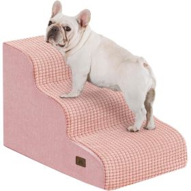 ABCPET Dog Steps 3Step Pet Stairs 15.7 InchesHigh Suitable For High Beds & Sofas Non-Slip Stable  Indoor Use,Pickup Only (Option: Pink 3step)